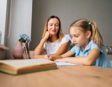 Parent building confidence in young learner